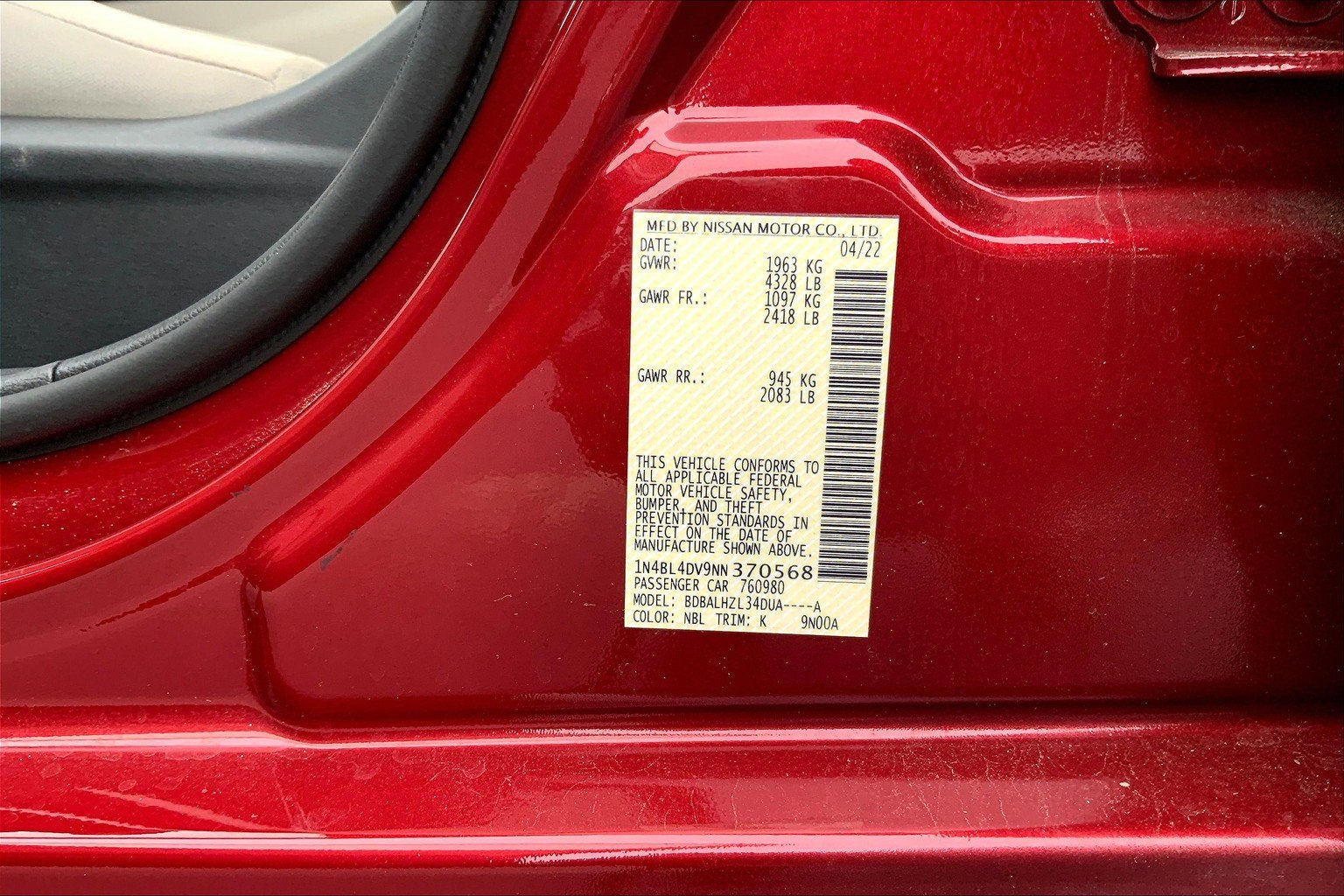 2022 Nissan Altima SV FWD