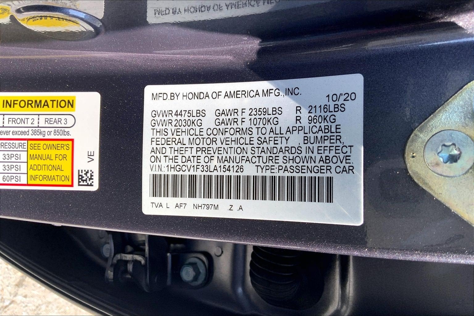 2020 Honda Accord Sedan Sport