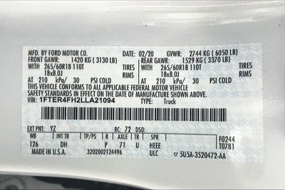 2020 Ford Ranger LARIAT