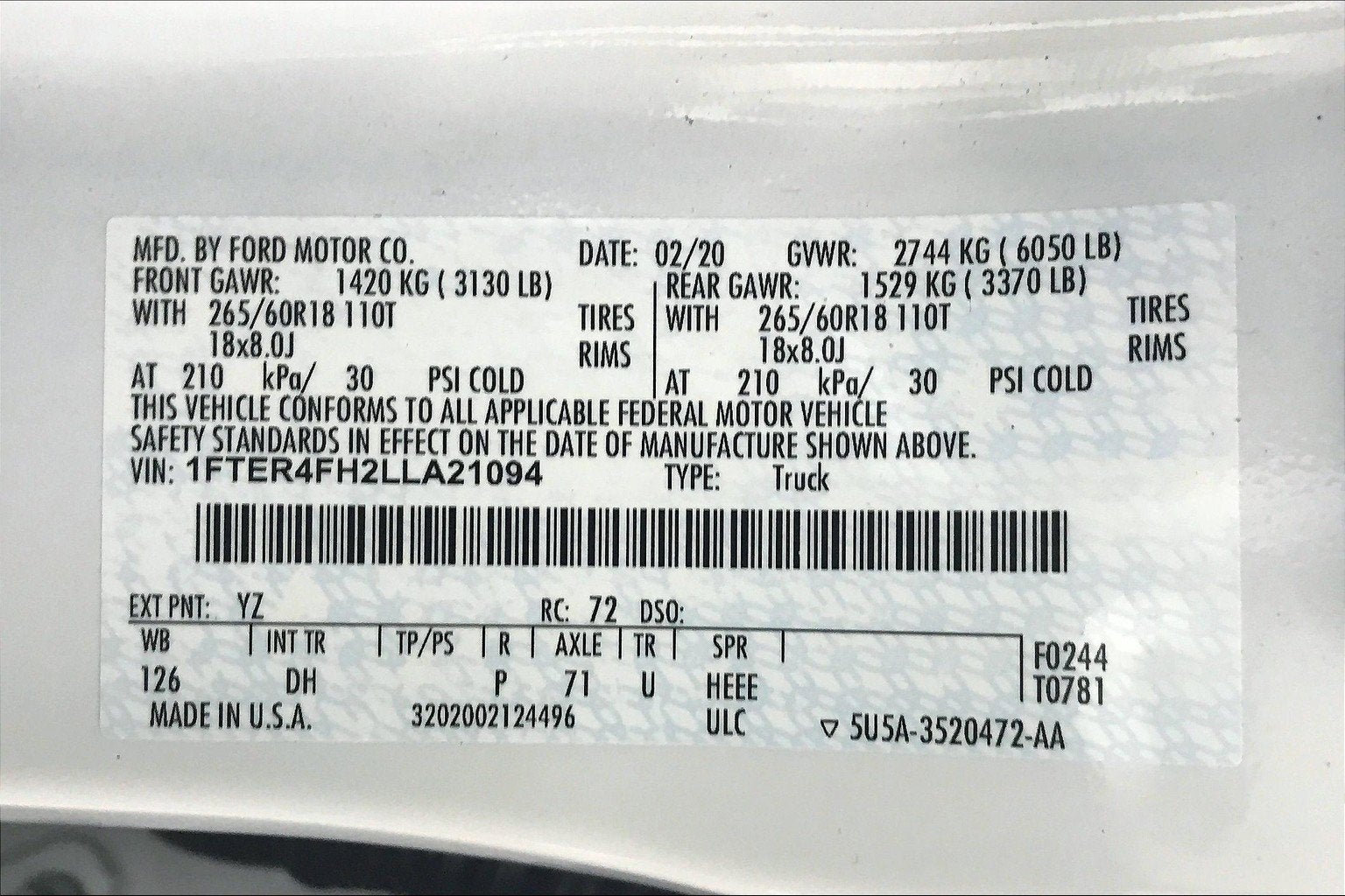 2020 Ford Ranger LARIAT